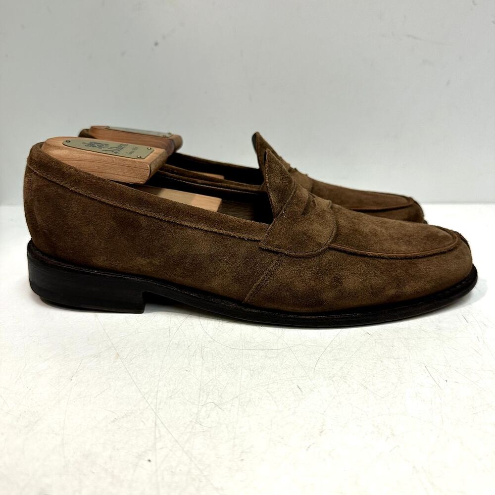 NEW HEELS Tricker's Maine Brown Suede Penny Loafers Made in England UK 7 US 8 D